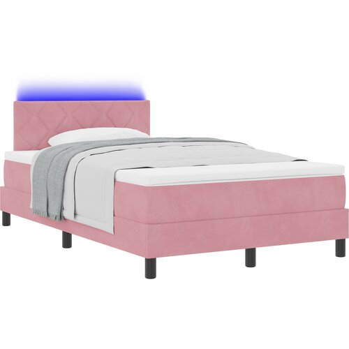 vidaXL Box Spring Postelja z Vzmetnico in LED Roza 120x200 cm Žamet, (22050886) Cene