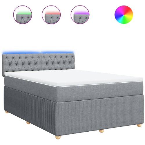 vidaXL Box spring postelja z vzmetnico svetlo siva 140x200 cm blago, (21306268) Cene