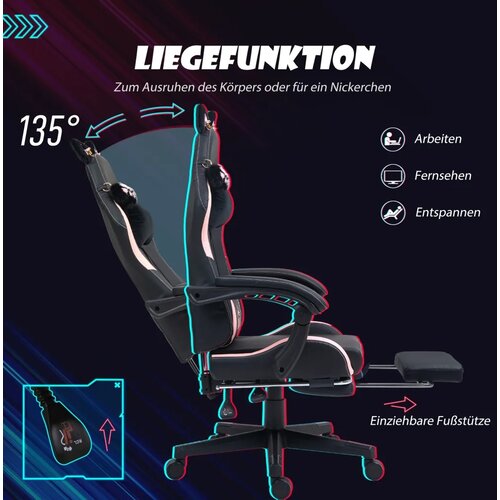  Igraća stolica s mačjim u&amp;scaron;ima naslon za leđa koji se može podesiti produživi oslonac za noge do 120 kg roza/crna Slike