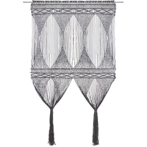  The Living Store Zavesa makrame antracitna 140x240 cm bombaž - Zavesa, (21495298) Cene