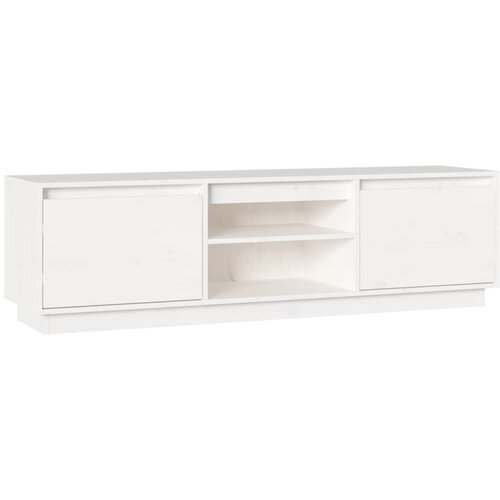 Maison Chic TV omarica - TV stojalo - Televizijska omarica bela 140x35x40 cm trdna borovina, (21700613) Slike