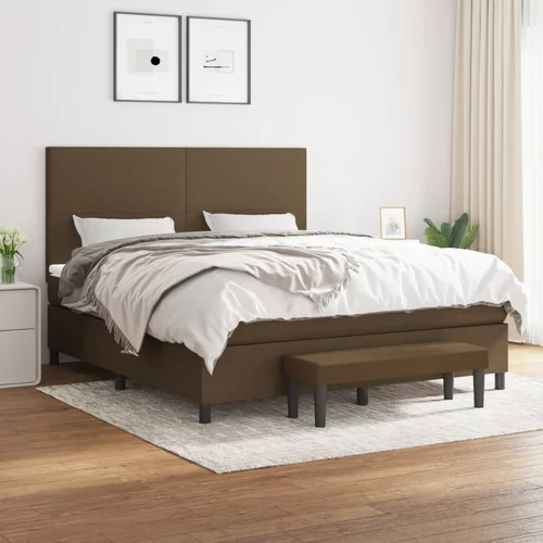  Krevet s oprugama i madracem tamnosmeđi 180x200 cm tkanina