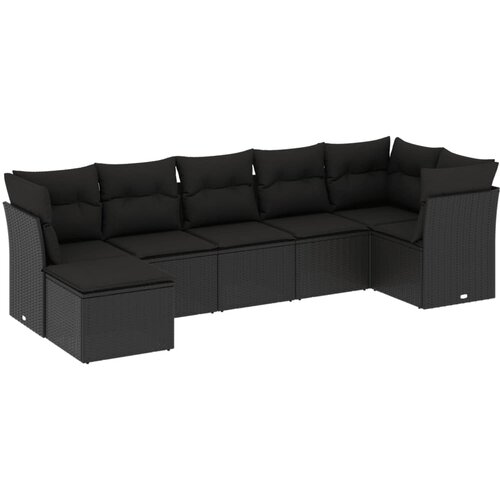 Maison Chic Seti vrtnega pohištva - Vrtna garnitura - Vrtni pohištvo set 7-delna z blazinami črn poli ratan, (21802713) Cene