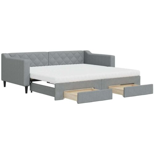 VidaXL Dnevni krevet na razvlačenje svjetlosivi 90 x 190 cm od tkanine Slike