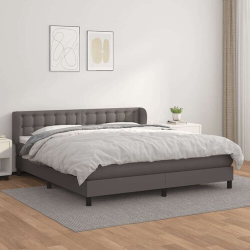  Krevet s oprugama i madracem sivi 160x200 cm od umjetne kože Slike