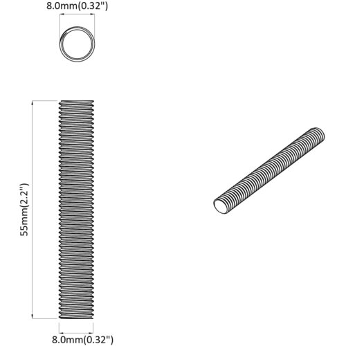  Navojni &amp;scaron;tap 12 pcs Srebrno 8 x 55 mm Čelik Slike