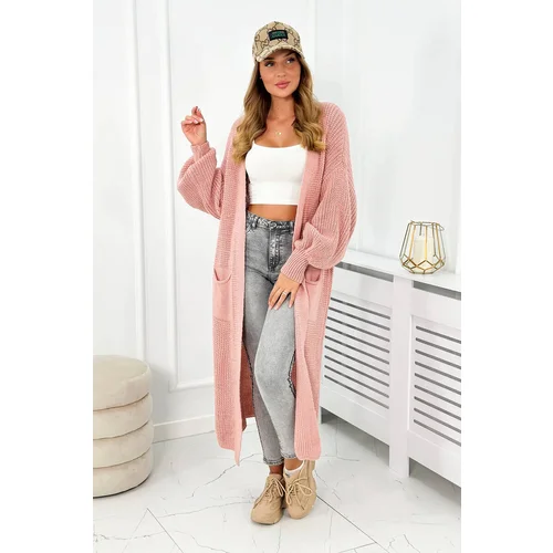 Włoski Long sweater powder pink cardigan