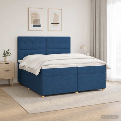  Boxspring krevet s madracem Plava 200 x 200 cm Tkanina Cijene