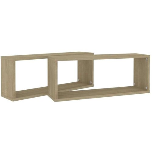 VidaXL kockaste zidne police 2 kom boja hrasta 60x15x23 cm od iverice Slike