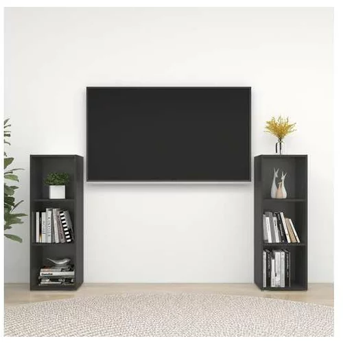 TV omarica 2 kosa siva 107x35x37 cm iverna plošča