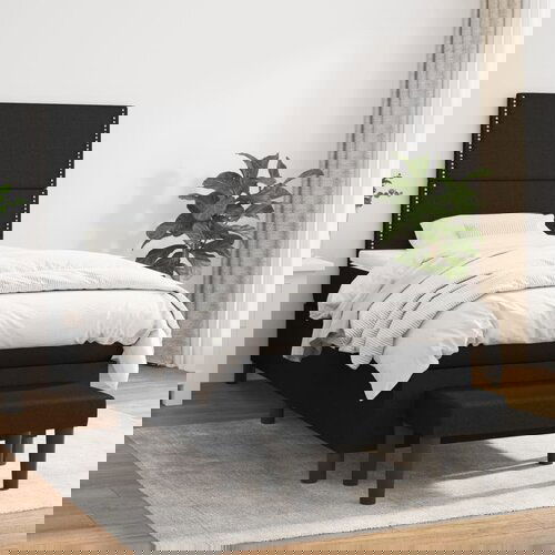 VidaXL Box spring krevet s madracem crni 90x190 cm od tkanine Slike