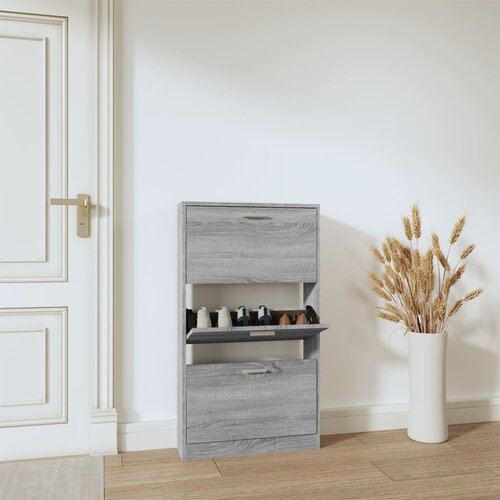 vidaXL Omarica za čevlje siva sonoma 59x17x108 cm inženirski les Cene