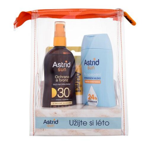 Astrid Sun SET2 Set olje za sončenje Sun Oil Spray SPF30 200 ml + vlažilen losjon za nego po sončenju Sun After Sun Lotion 200 ml + za&amp;scaron;čitni balzam za ustnice Coconut Lip Balm SPF25 4,8 g Slike