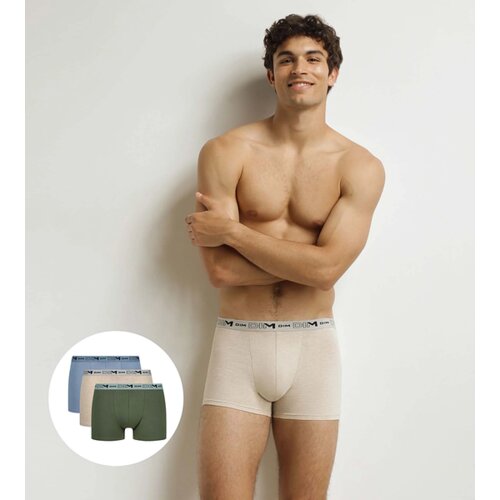DIM COTTON STRETCH BIO BOXER 3x - Men's boxer shorts made of organic cotton 3 pcs - green - light brown - light blue Cijene