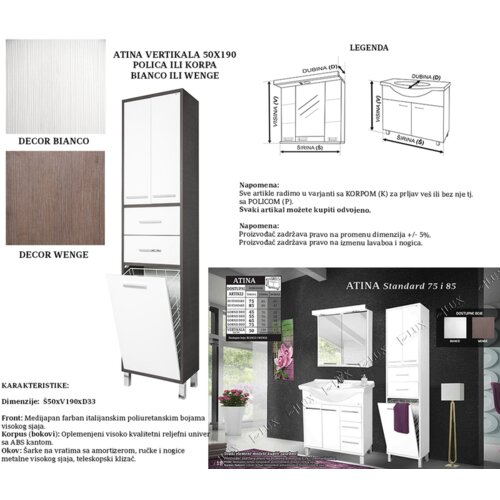 Ceramica lux Vertikala Atina 50 x 190 bianco polica Cene