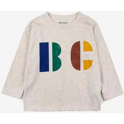 Bobo Choses Otroška bombažna majica z dolgimi rokavi bež barva