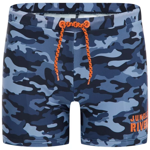 WE Fashion Kratke kopalne hlače marine / mornarska / dimno modra / oranžna
