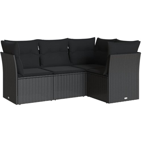 Maison Chic Seti vrtnega pohištva - Vrtna garnitura - Vrtni pohištvo set 4-delna z blazinami črna poli ratan, (21809185) Cene