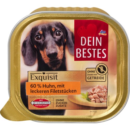 DEIN BESTES Exquisit potpuna hrana za pse - sa piletinom i komadićima pilećeg filea 300 g Slike