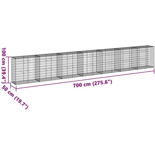  Gabionska ko&amp;scaron;ara s poklopcem 700x50x100 cm pocinčano željezo Slike