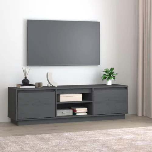 vidaXL TV omarica siva 140x35x40 cm trdna borovina