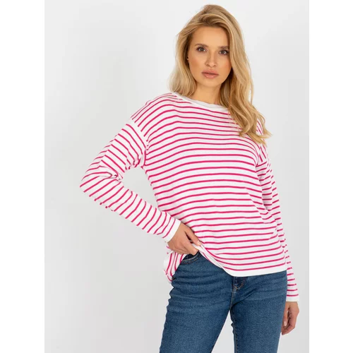 Fashion Hunters White-pink classic striped woolen sweater from RUE PARIS