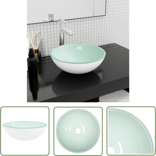 The Living Store Umivalnik kaljeno steklo 35x12 cm bel - Umivalnik, (21744873) Slike