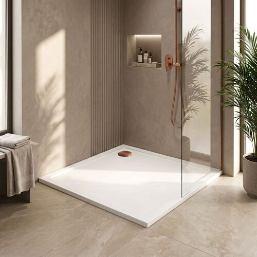 REA Bath Akrilna ladica za tu&amp;scaron;iranje Rea Savoy bijela 80x80 Slike