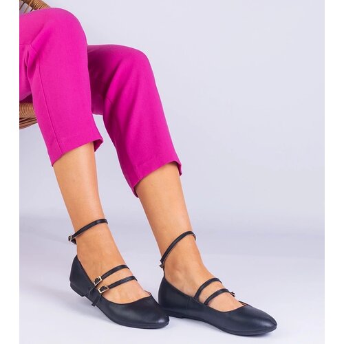 D/CEO marka niezdefiniowana Black eco-leather ballet flats with buckles Vitoldora Slike