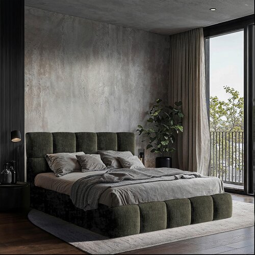 MID.YOU OBLAZINJENA POSTELJA 180 cm x 200 cm , les, tekstil, leseni material siva Cene