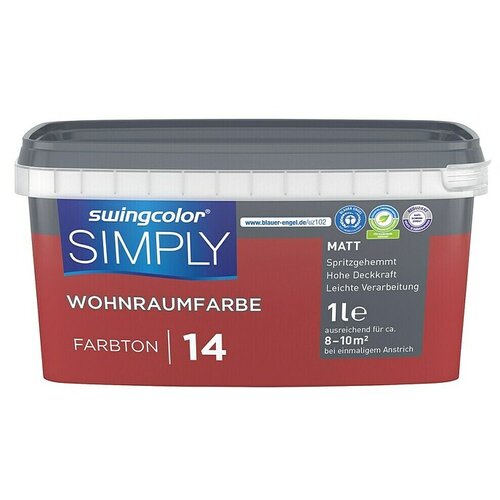 SWINGCOLOR Boja za zid Simply (Crvena – br. 14, Mat, 1 l) Cijene