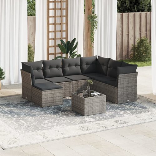 vidaXL 8-dijelni set vrtnih sofa od poliratana s jastucima sivi Cijene