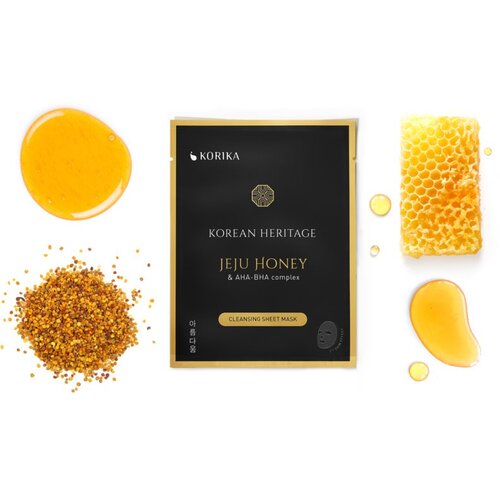 KORIKA Korean Heritage Jeju Honey &amp;amp; AHA-BHA Complex Cleansing Sheet Mask maska iz platna s čistilnim učinkom Jeju honey &amp;amp; AHA - BHA complex sheet mask Slike