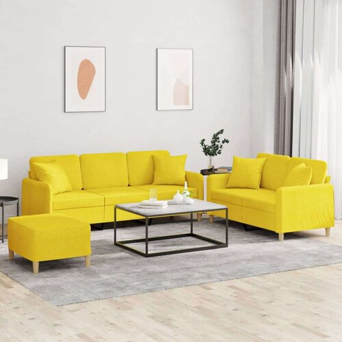  3-dijelni set sofa s jastucima svjetložuti od tkanine Cijene