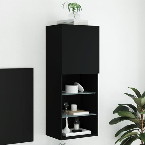  The Living Store TV omarica z LED lučmi črna 40,5x30x102 cm - TV Omarica, (21508306) Slike