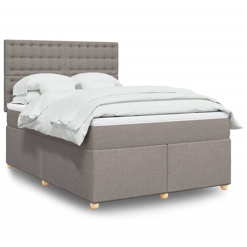 vidaXL Box spring postelja z vzmetnico taupe 140x200 cm blago Cene