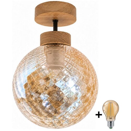 Brilagi LED plafonski luster R GLASS 1xE27/60W/230V prečnik 17 cm hrast/dimljeno bež Slike
