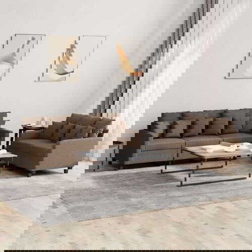  2-dijelni set sofa s jastucima smeđi od tkanine Cijene