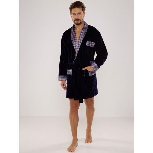 De Lafense Men's bathrobe 772 Bonjour short M-2XL navy blue 042 Cene