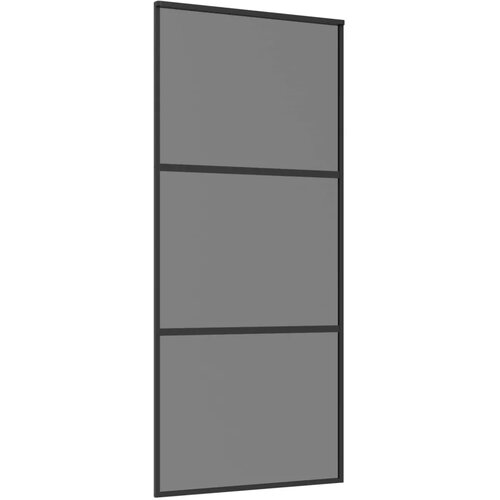  Klizna vrata 90 x 205 cm Kaljeno Staklo i Aluminij - 90 x 205 cm 2 horizontalne &amp;scaron;ipke (tamno prozirno staklo) Slike
