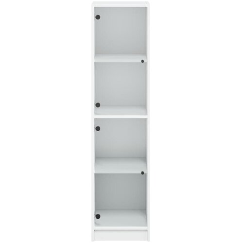  Visoka komoda sa staklenim vratima bijela 35 x 37 x 142 cm Slike