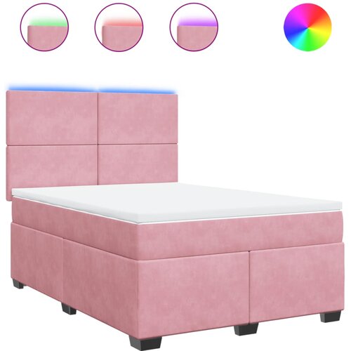 VidaXL Box spring postelja z vzmetnico roza 160x200 cm žamet, (21304470) Slike