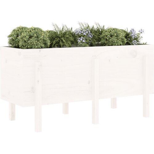  Povi&amp;scaron;ena vrtna gredica bijela 121 x 50 x 57 cm masivna borovina Slike