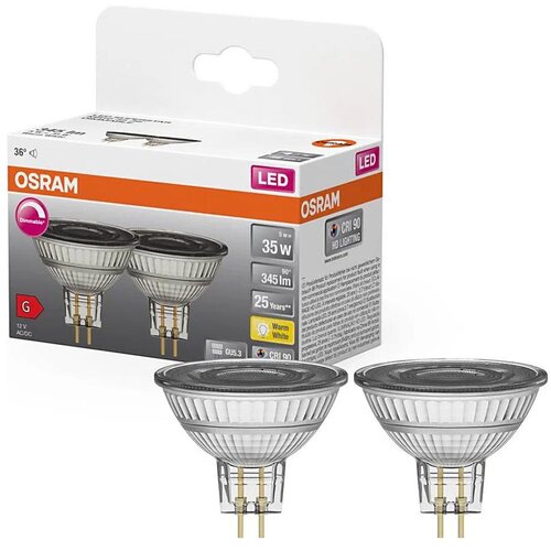  Komplet 2x LED prigu&amp;scaron;iva reflektorska sijalica MR16 GU5,3/5W/12V 2700K 36&amp;deg; CRI 90 - Osram Slike