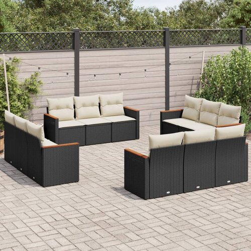  12-dijelni set vrtnih sofa od poliratana s jastucima crni Cijene
