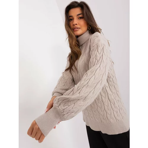Fashion Hunters Beige turtleneck with cables