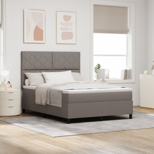 Box Spring Krevet sa Madracem &amp LED Taupe 160x200 cm Tkanina Cijene