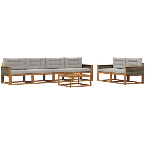  Set vanjskih sofa 7 pcs Prirodna i Svjetlosiva Slike