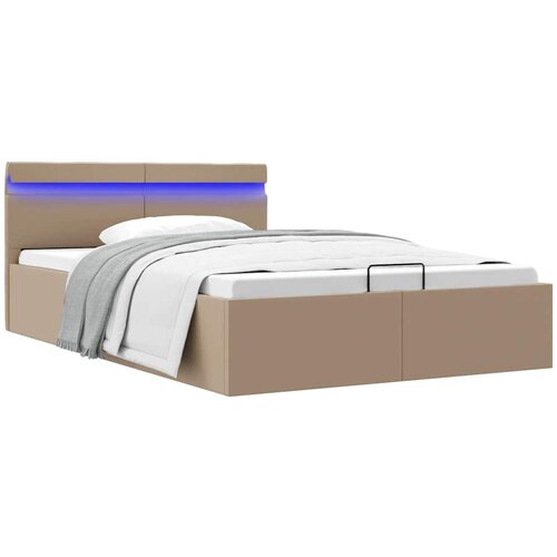Furnova Dvižni posteljni okvir LED kapučino umetno usnje 120x200 cm, (21936959) Slike
