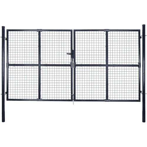 vidaXL Mrežasta vrtna vrata pocinkano jeklo 289x150 cm siva Cene